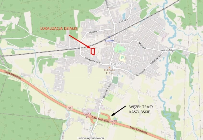 Działka pod domy jednorodzinne Luzino