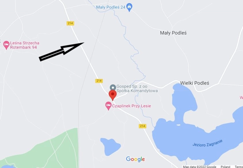 Działka rolna przy trasie  214, Kościerzyna 7km