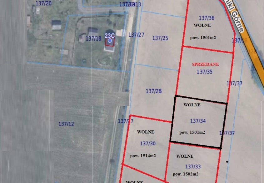 Działka mieszkaniowa 1501m2, dz. 137/34