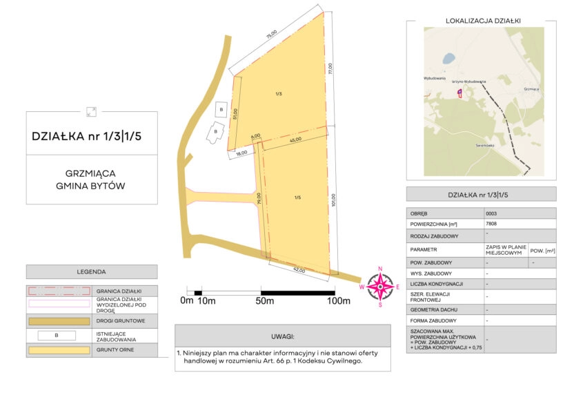 Grzmiąca 2 działki koło Bytowa