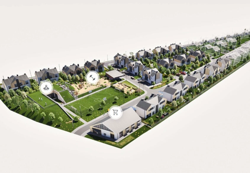 Osiedle domów z budynkiem rekreacji wspólnej. Hit!