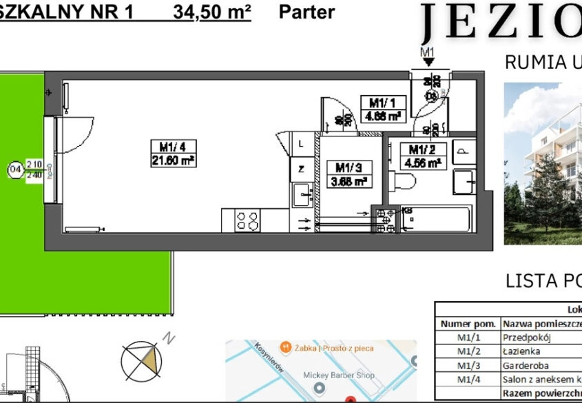 Nowa kawalerka 34m2  z ogródkiem 28m2