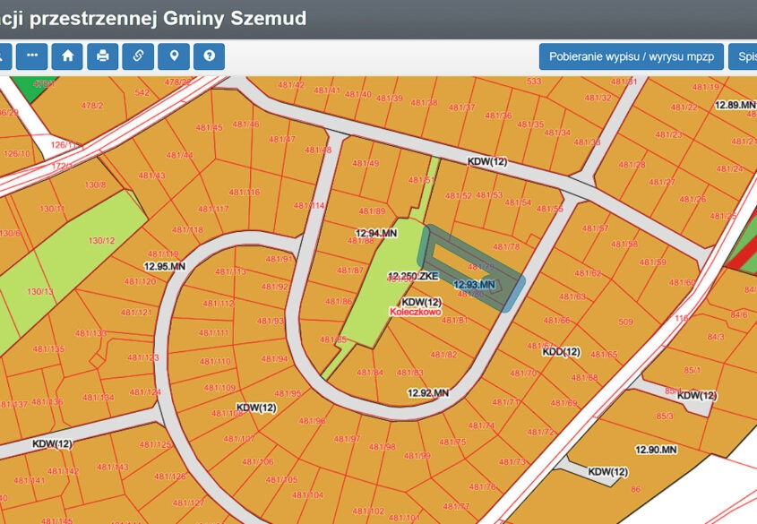 PROSTOKĄTNA | UZBROJONA  | OBJĘTA MPZP