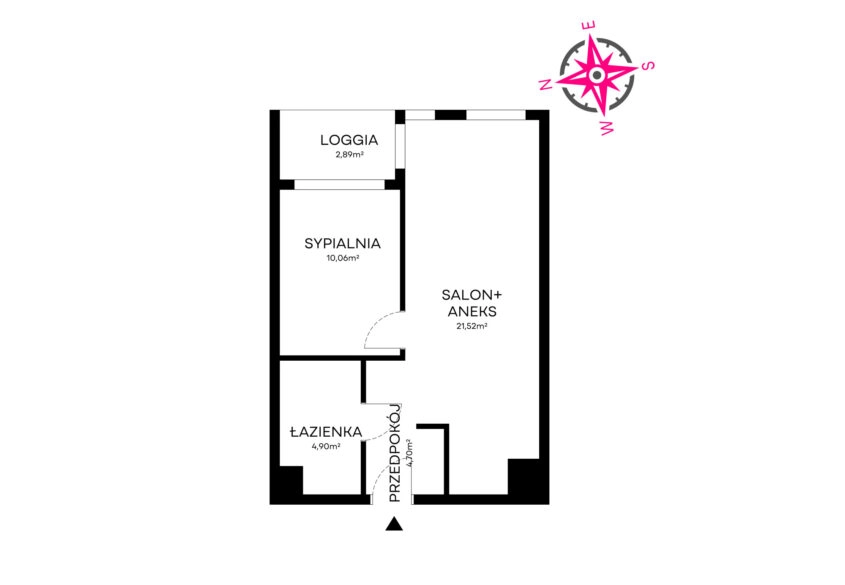 2 pokoje z miejscem w hali i komórką.