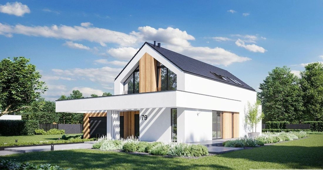 Nowoczesny dom wolnostojący w stanie surowym