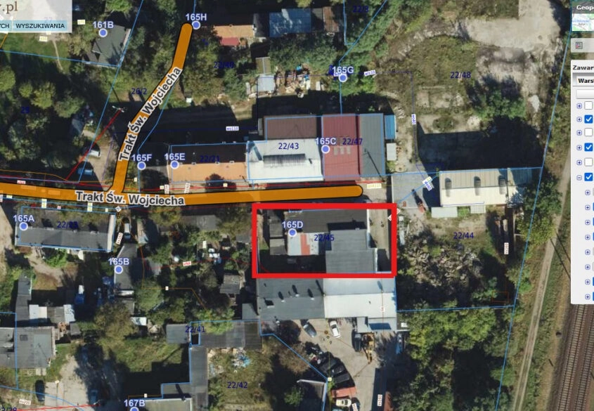 Działka usługowa 549m² Trakt św. Wojciecha