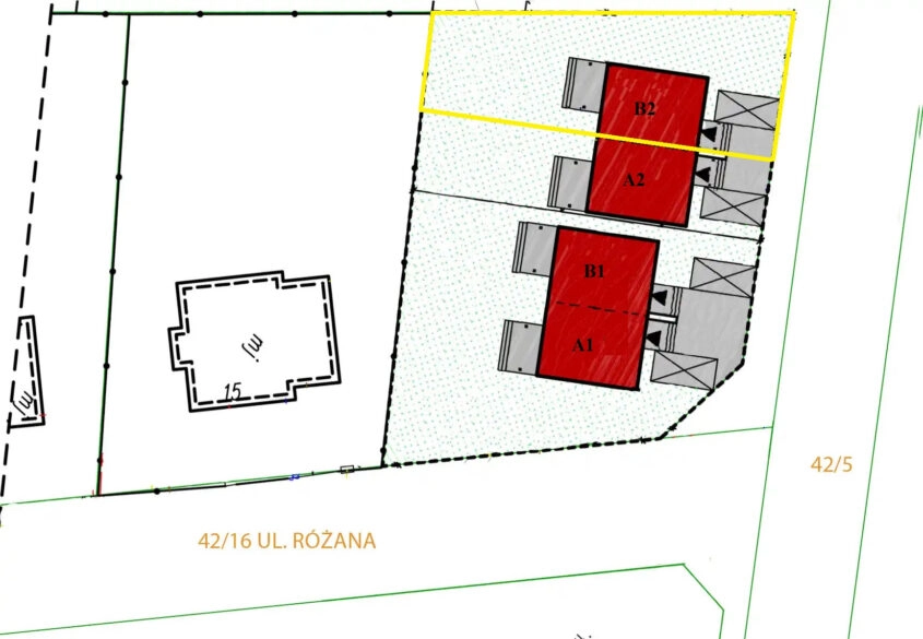 Bliźniak ogród 160 m2 - narożny