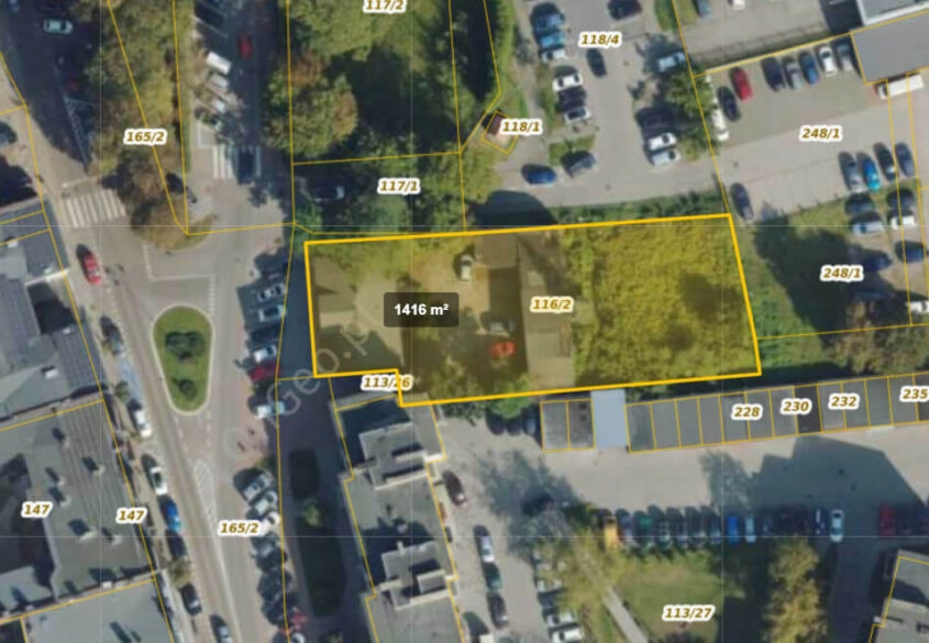 Działka  1 MN, MW,U  . w centrum Kartuz  2/3 udz.