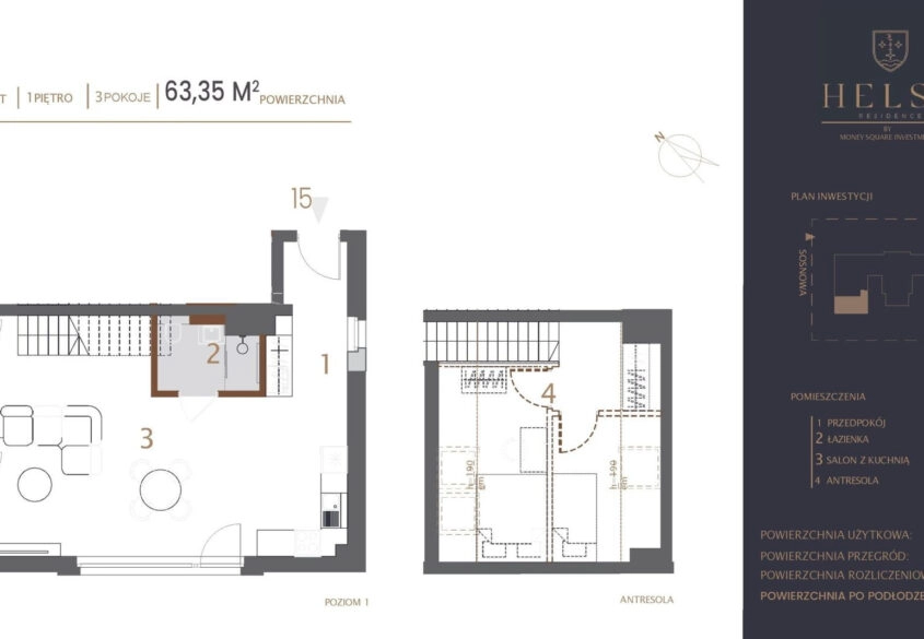 Apartament z antresolą, 3 pokoje ... Hel las woda
