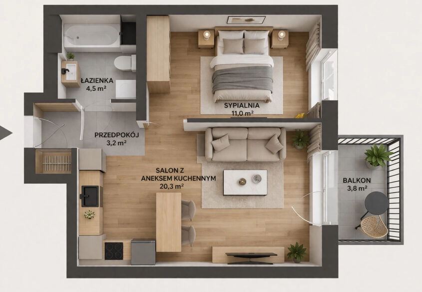 Gotowe do aranżacji 41 m² – Gdańsk Kowale