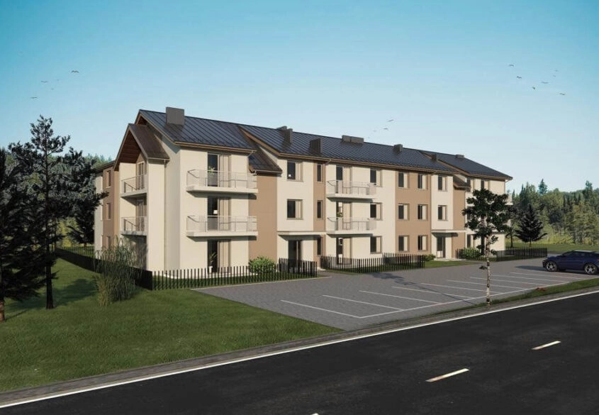 Nowe budownictwo w otoczeniu lasu