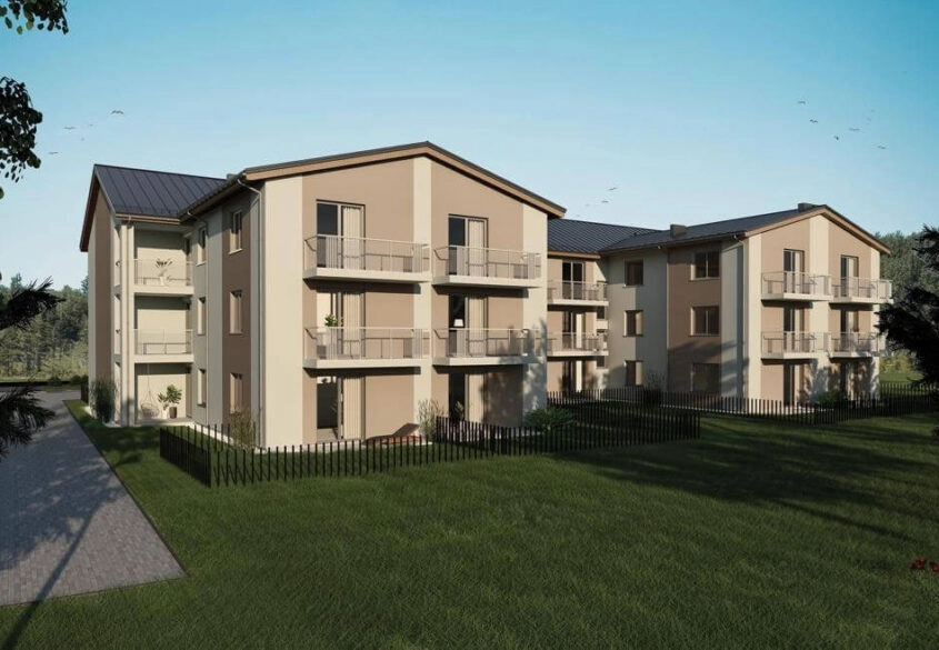 Nowe budownictwo w otoczeniu lasu