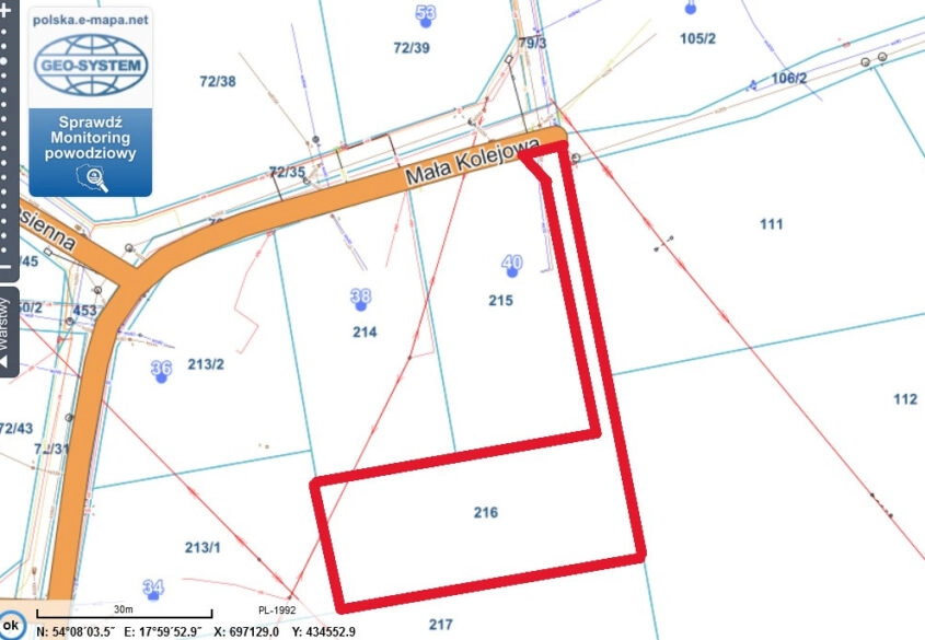 Działka Kościerzyna, ul. Mała Kolejowa, 1464 m2
