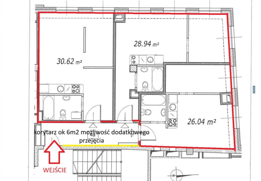 Trzy apartamenty o łącznej pow. 85,6m2