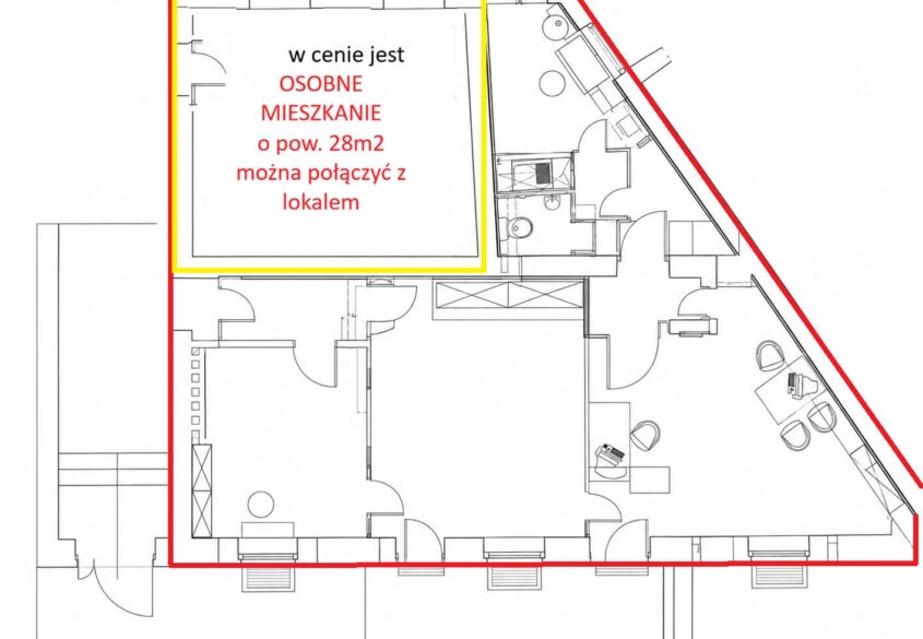 Lokal usługowy wraz z mały mieszkaniem w komplecie