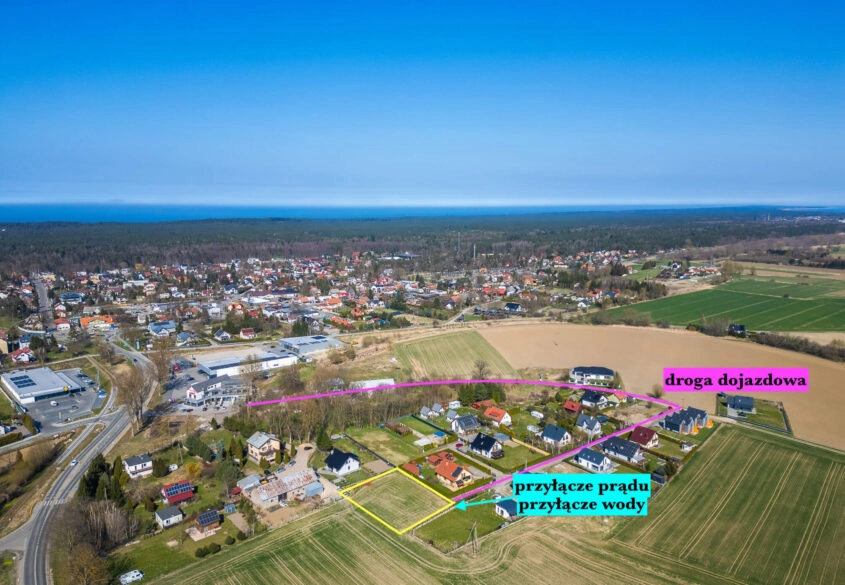 Działka budowlana 1067m2 w Stegnie, prąd woda