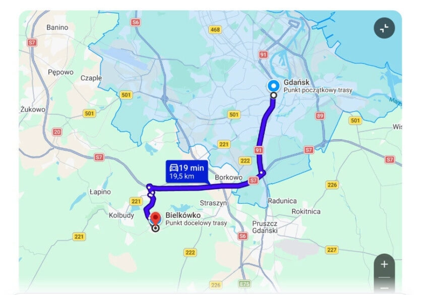Działki mieszkaniowe 19 km od Gdańska w Bielkówku
