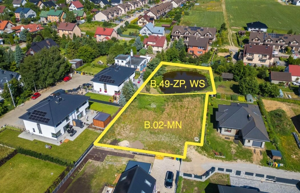 Działka z pięknym stawem objęta mpzp Banino