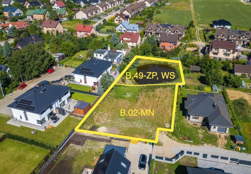 Działka z pięknym stawem objęta mpzp Banino