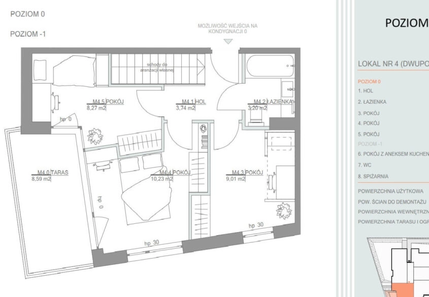 Mieszkanie 2 poziomowe 70m2, 4 pokoje, ogródek