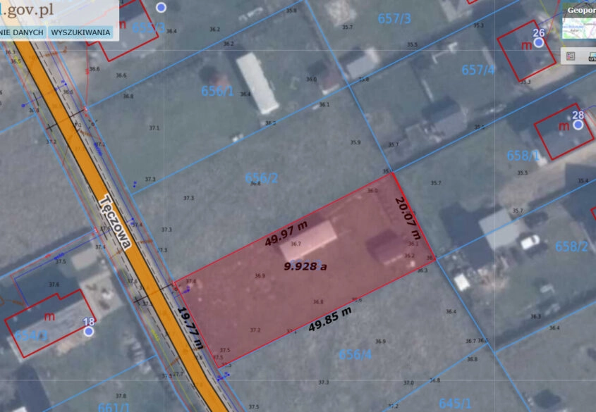 Pełne media | Prostokąt | Płaska | Budowlana MPZP