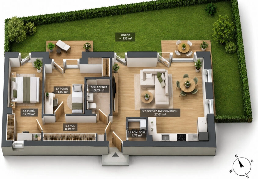 Mieszkanie 3 pokojowe z ogródkiem 132m2