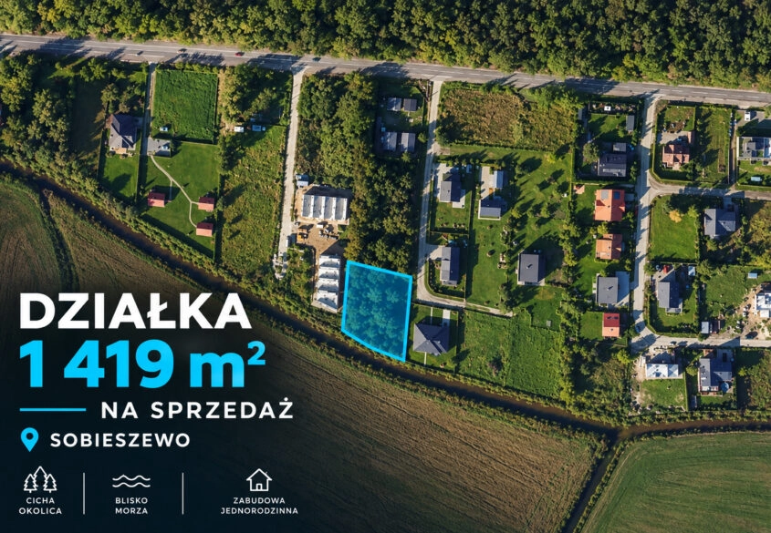 Działka inwestycyjna 1 419 m² | MPZP | Sobieszewo