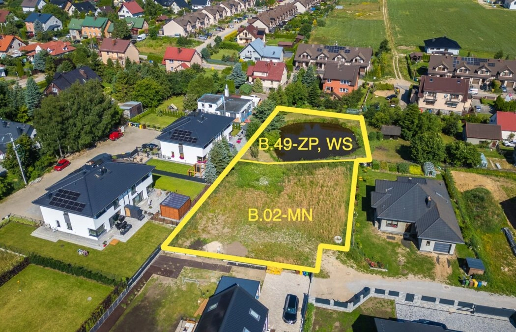 Działka z pięknym stawem objęta mpzp Banino
