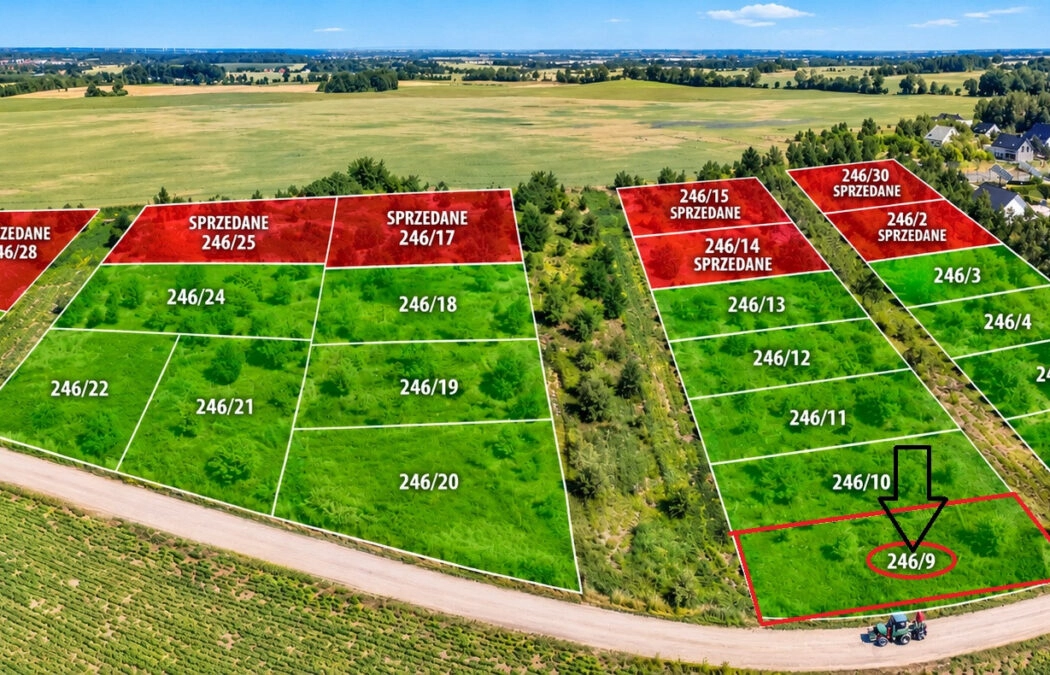 Działka o pow 1065m2 z MPZP w Bielkówku
