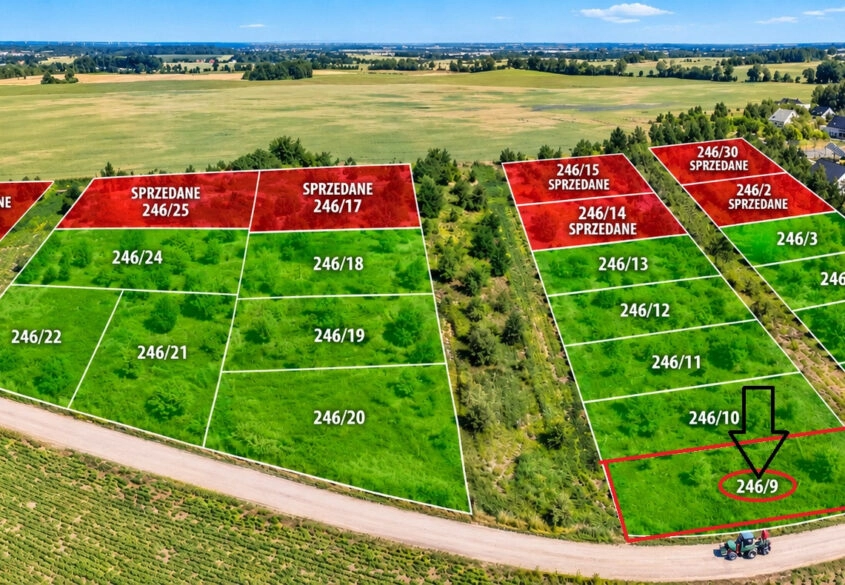 Działka o pow 1065m2 z MPZP w Bielkówku